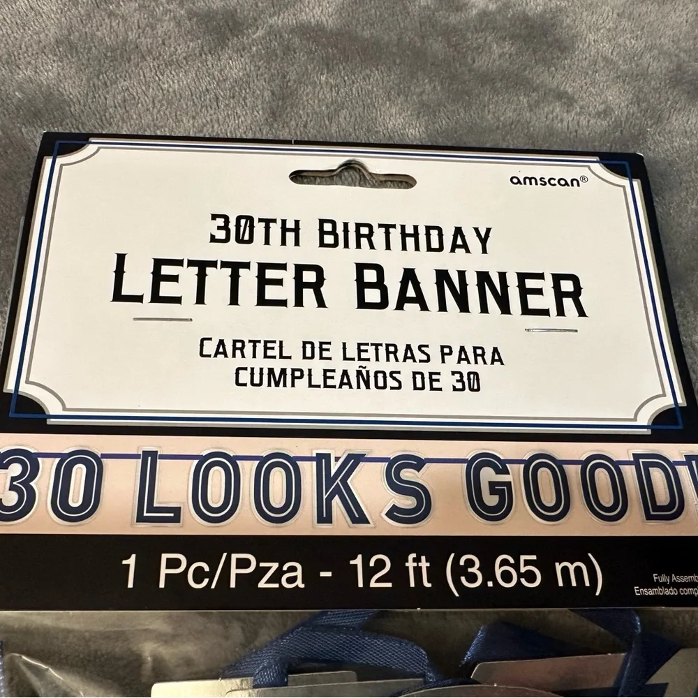 30th Birthday Party Decorations Banner Blue Silver 30 Looks Good Anniversary